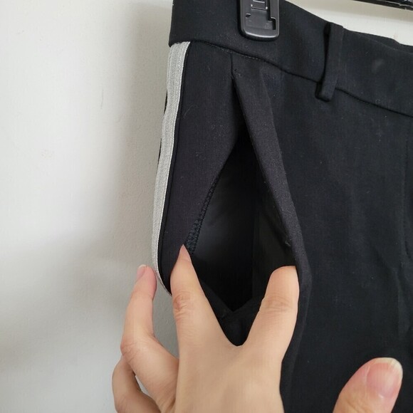 Ann Taylor Petite Silver White Tuxedo Stripe Black Long Trouser Pants Slacks 4P - Picture 6 of 14